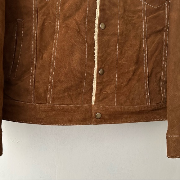 NEW Scully Rodeo Men’s Aztec Boar Suede Jean Sherpa Buttonup Jacket Brown 3XL - Picture 6 of 15